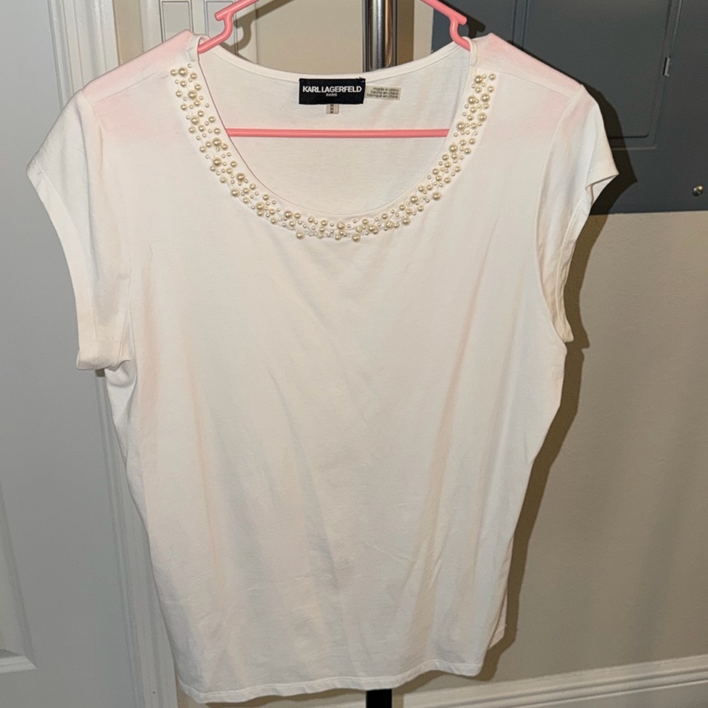 Karl Lagerfeld Pearl Neck Shirt